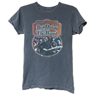Bob Dylan and The Band Concert Graphic T-Shirt Charcoal Gray Unisex S